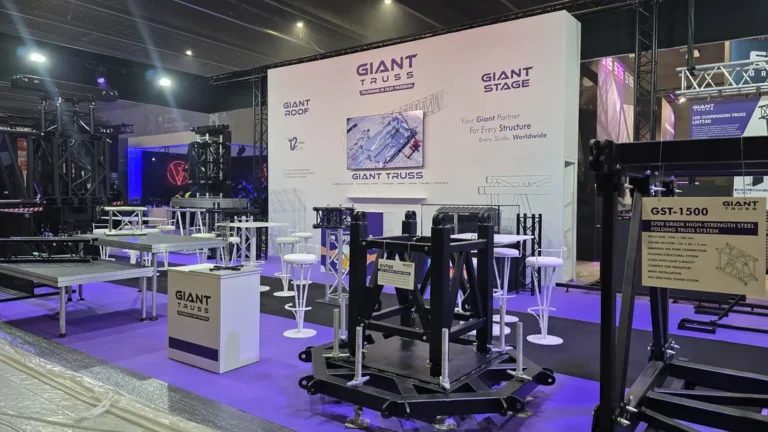 Truss tower and systems on display at the Giant Truss stand, ISE - Spain