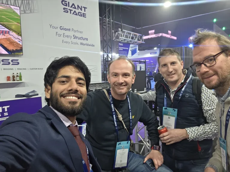 Selfie with visitors at the Giant Truss stand, ISE - Spain