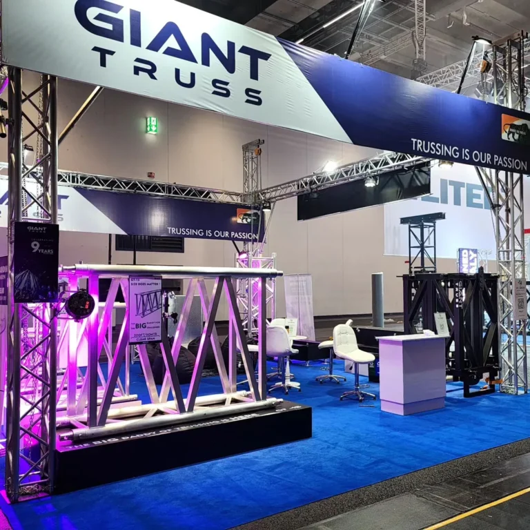 Truss systems on display at the Giant Truss stand, Pro Light & Sound