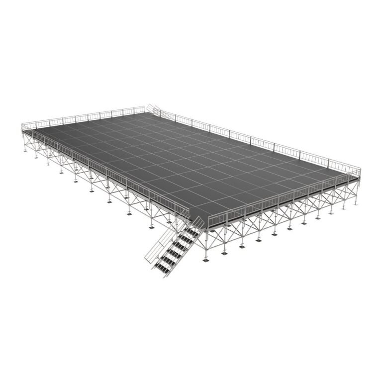 Stage assembled from Giant Truss Basic Deck panels with handrails and stairs